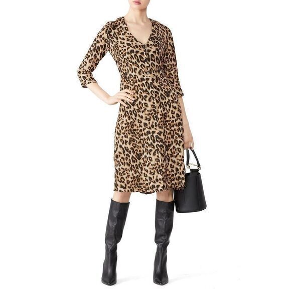 SLATE & WILLOW Leopard Printed Knee-length Dress SMALL - Picture 1 of 4
